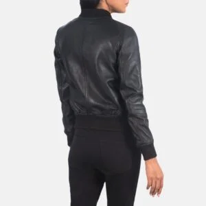 Ava Ma-1 Black Leather Bomber Jacket