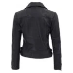 Bari Black Leather Moto Jacket Women