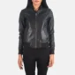 Bliss Black Leather Bomber Jacket