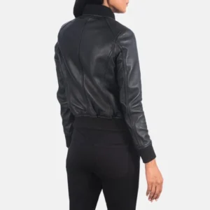 Bliss Black Leather Bomber Jacket